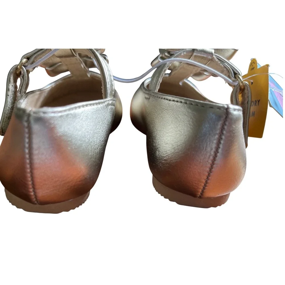 Cat & Jack Toddler Girls Gold‎ Metallic Triple Bow Mary Jane Shoes Size 6 NEW